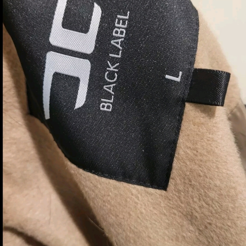 VINTAGE 70s Big Faux Collar Wool Coat Beige Tan BLACK LABEL SIZE L - Picture 12 of 13